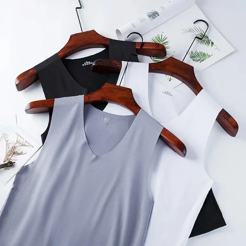 Men Summer Ice Silk Traceless  - đánh giá và giá Sleeveless Undershirt