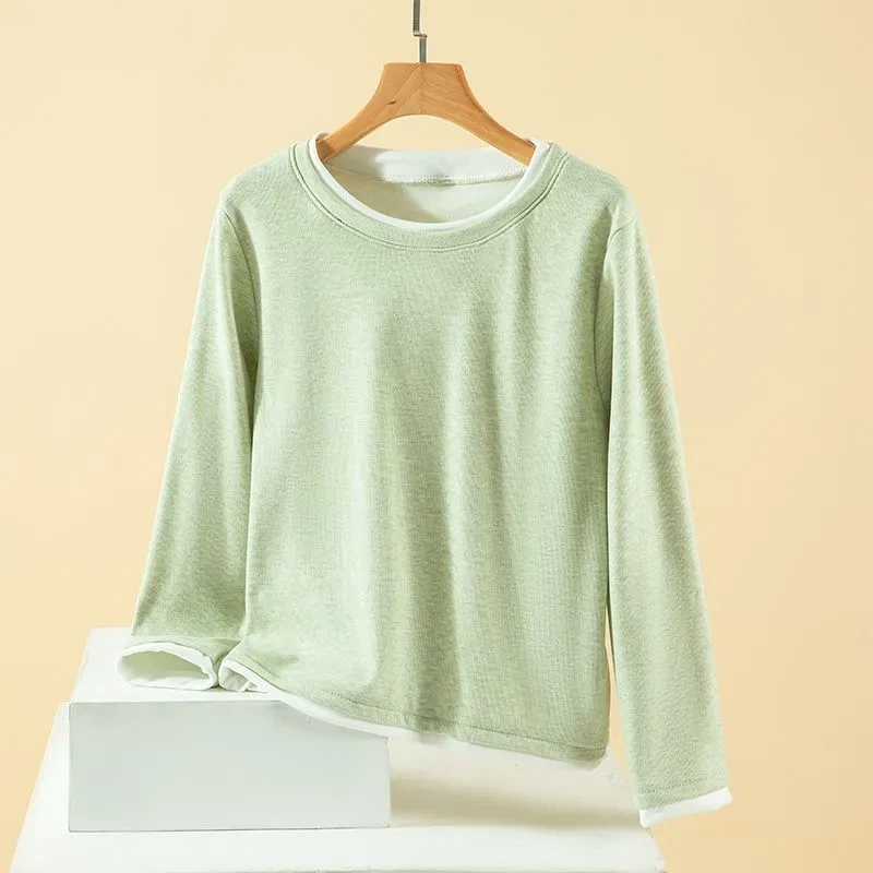 Women Plus Size Fake Two Piece - đánh giá và giá Undershirt Crew Neck