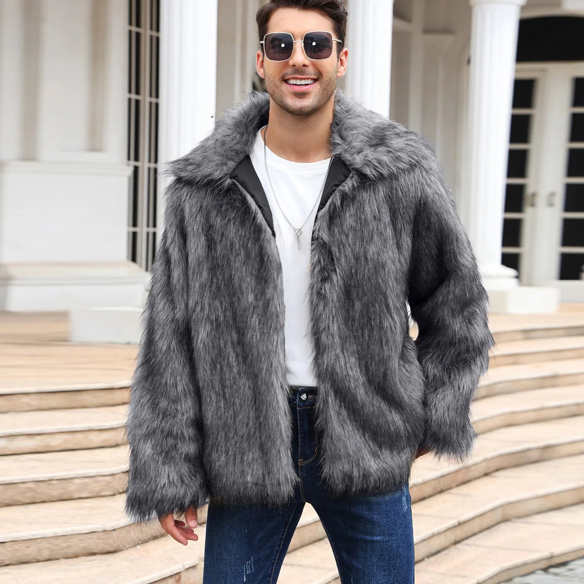 Men Faux Fox Fur Jacket Coat W - đánh giá và giá Thermal Long John
